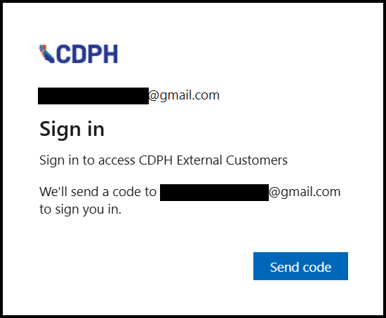 Request to send one time code